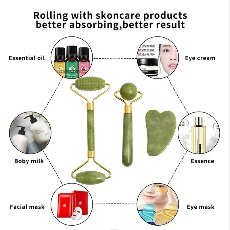Glow Luxe Jade Sculpting Roller & Gua Sha Set